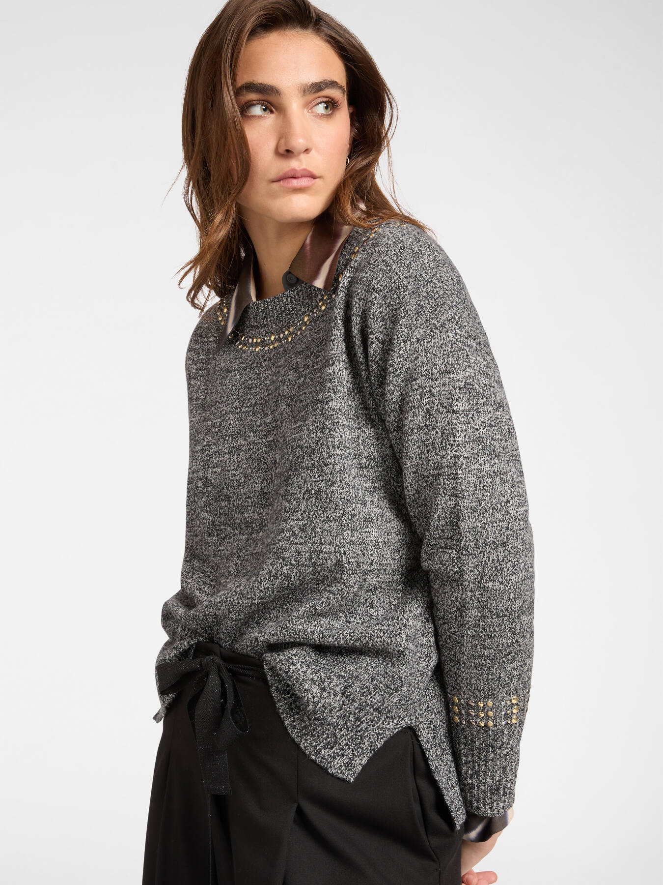Pure wool sweater with studs image number 0