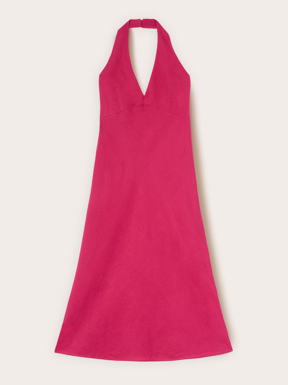 Robe longue trap&egrave;ze en m&eacute;lange de lin