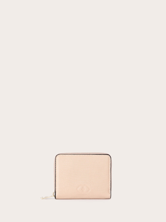 Small Zip Around Wallet with Crocodile Print