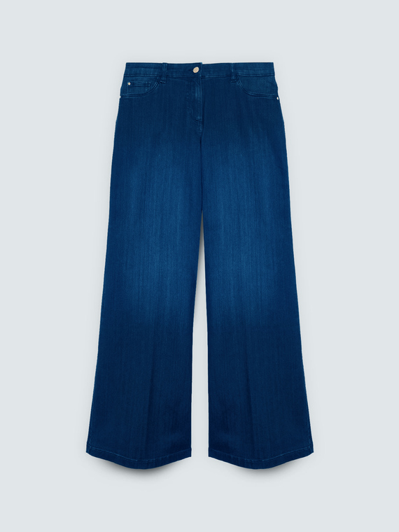 Jeans Wide Leg Waschung Blau