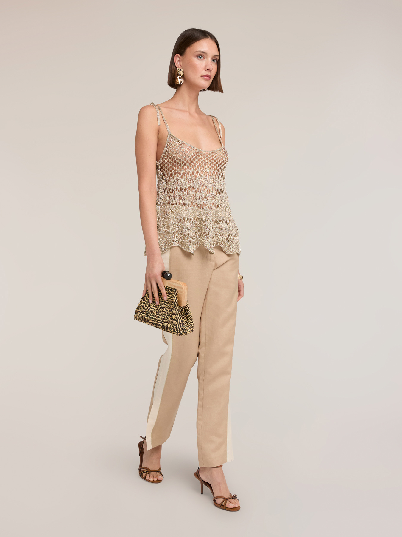 Top aus durchbrochener Strickware in Lurex image number 3
