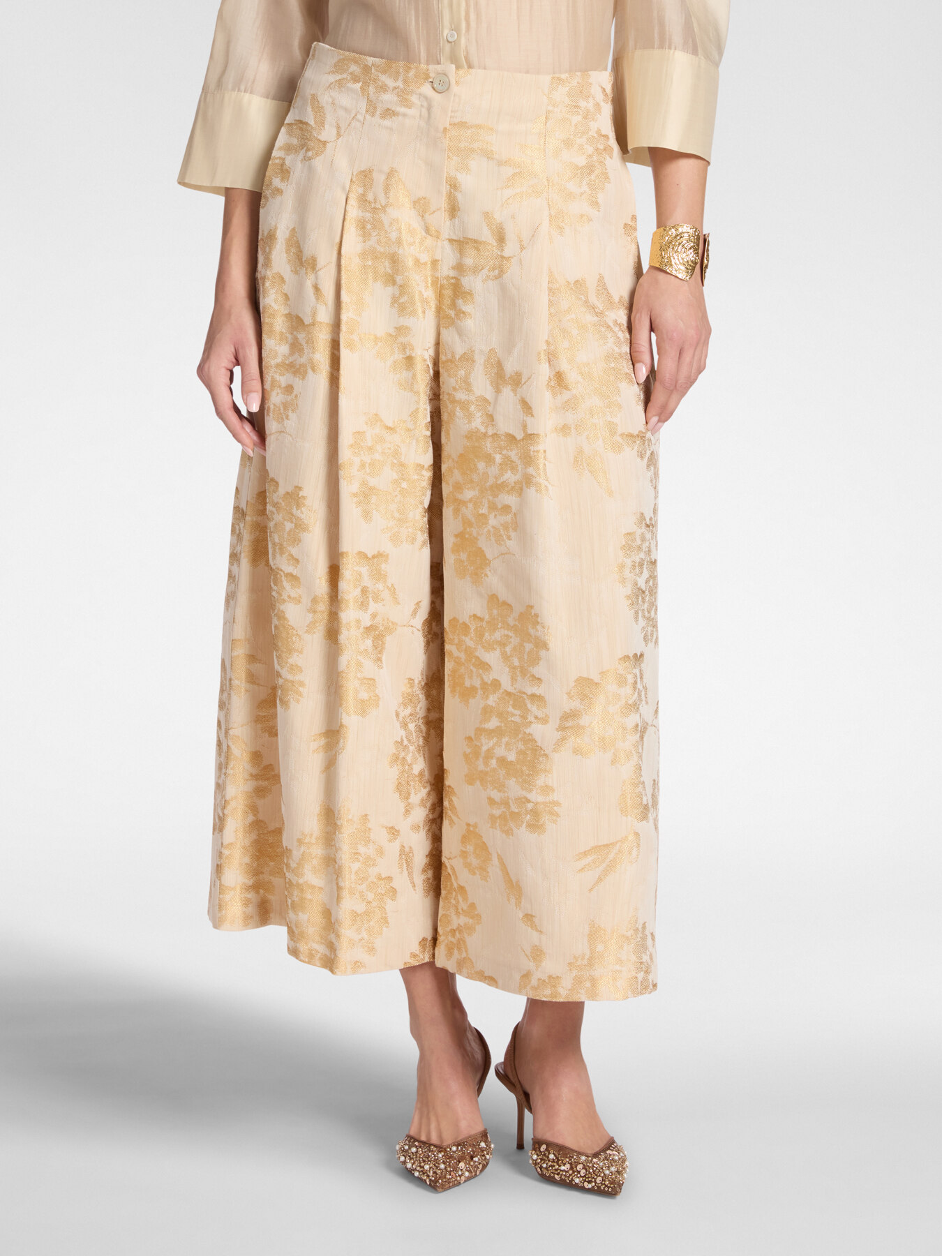 Pantaloni cropped jacquard image number 2