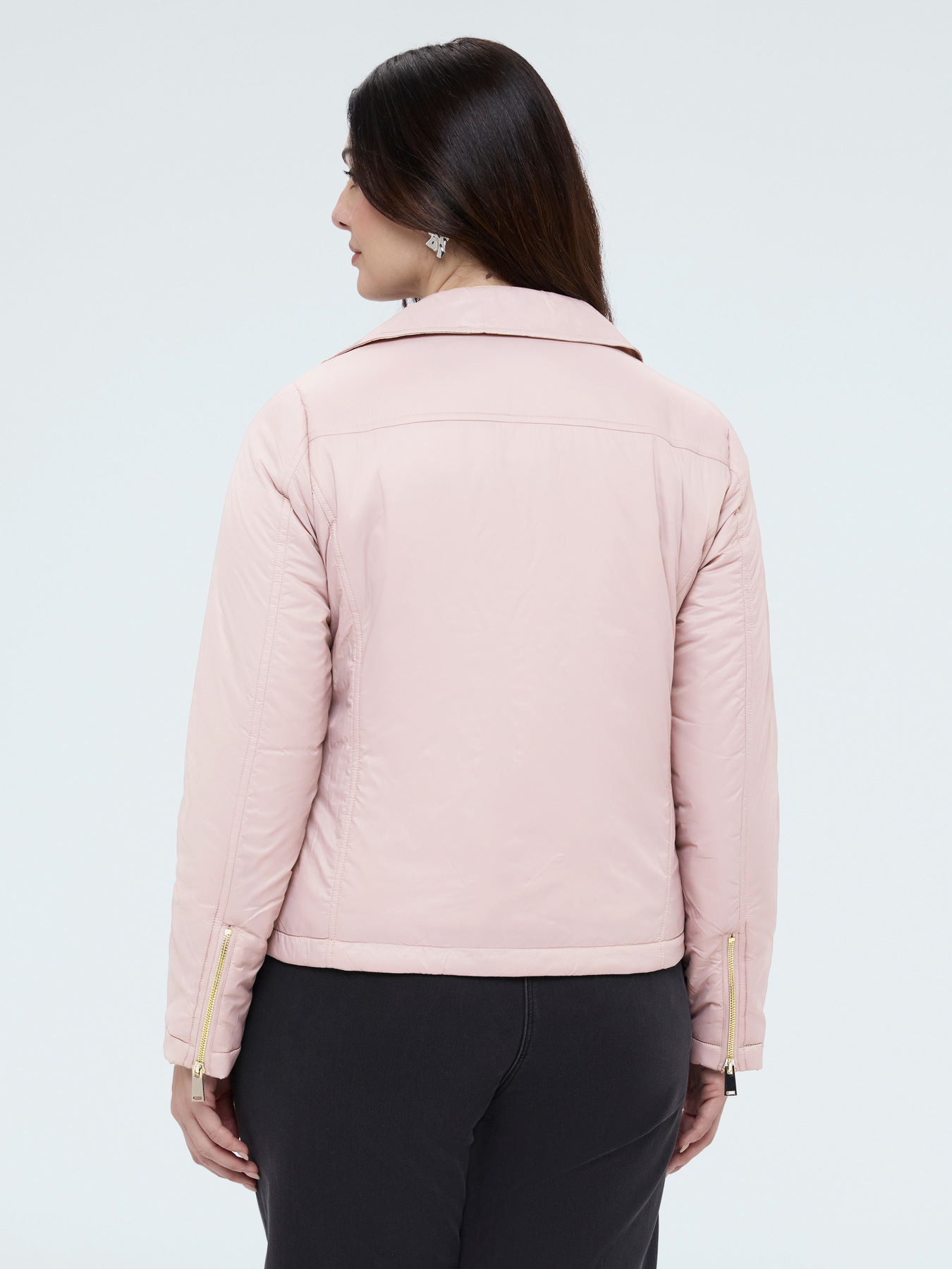 Biker-Daunenjacke mit asymmetrischem Verschluss image number 1