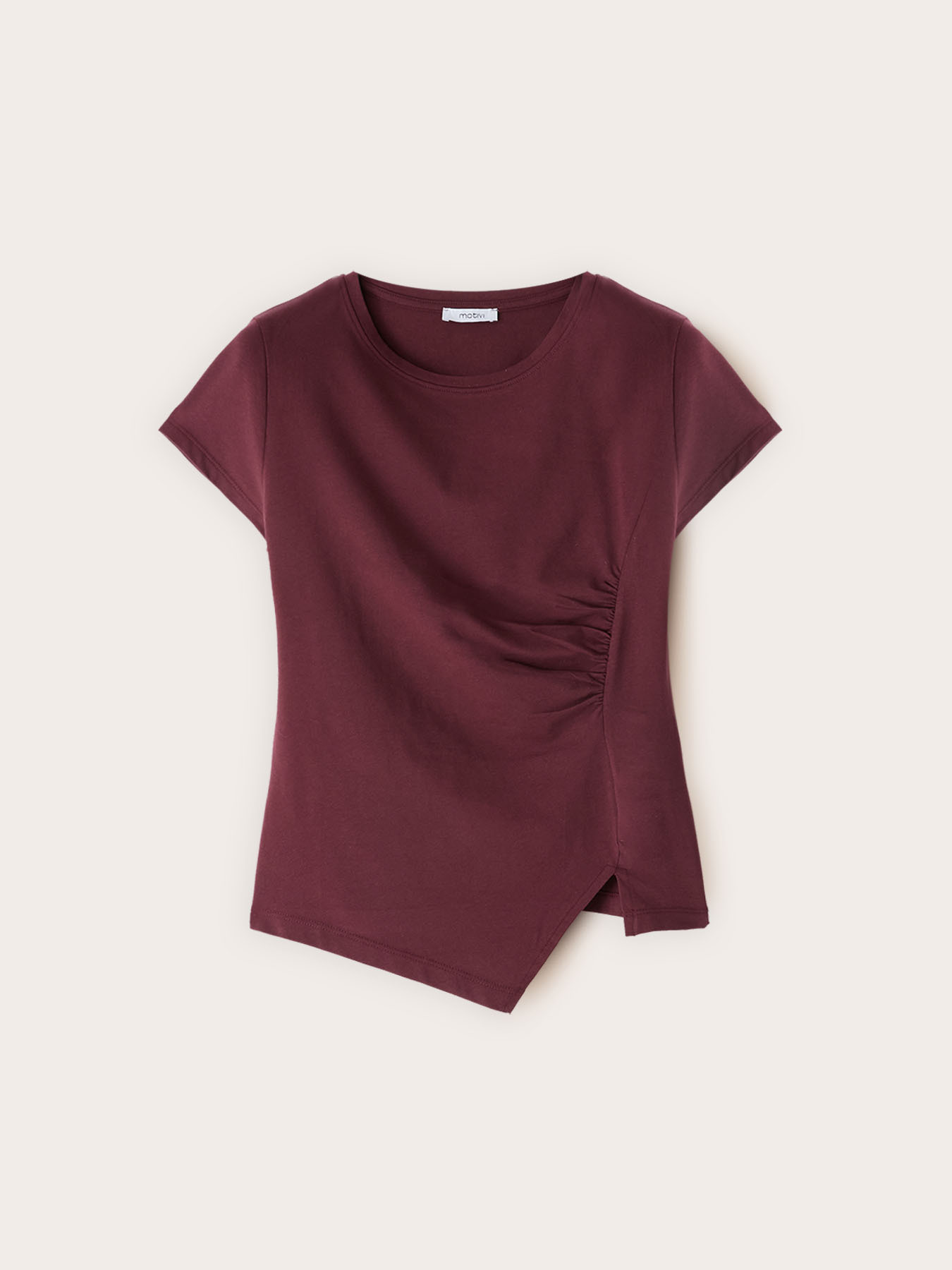 T-shirt with asymmetric side draping image number 4