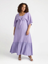 Long sleeveless linen dress with ruffle on the hem image number 4