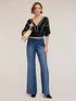 Cardigan corto in maglia a righe image number 2