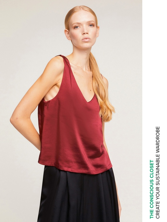 Satin v-neck top