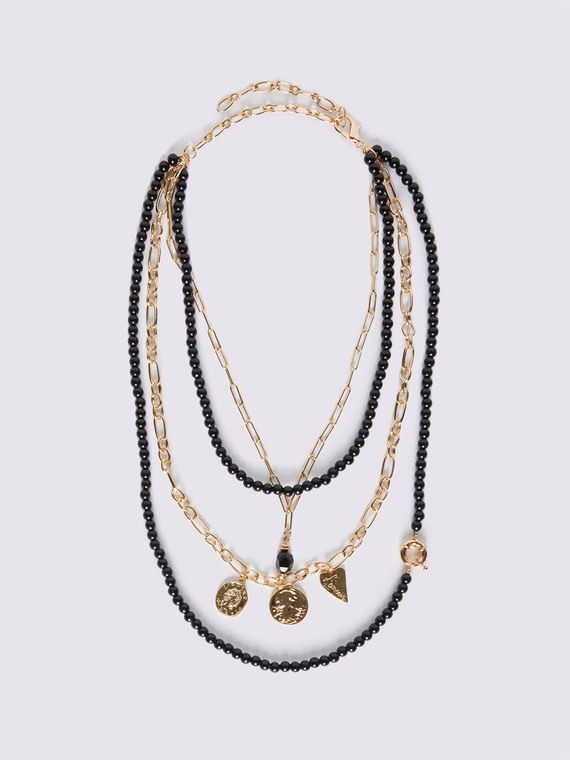 Collier multi-rangs avec pendentifs