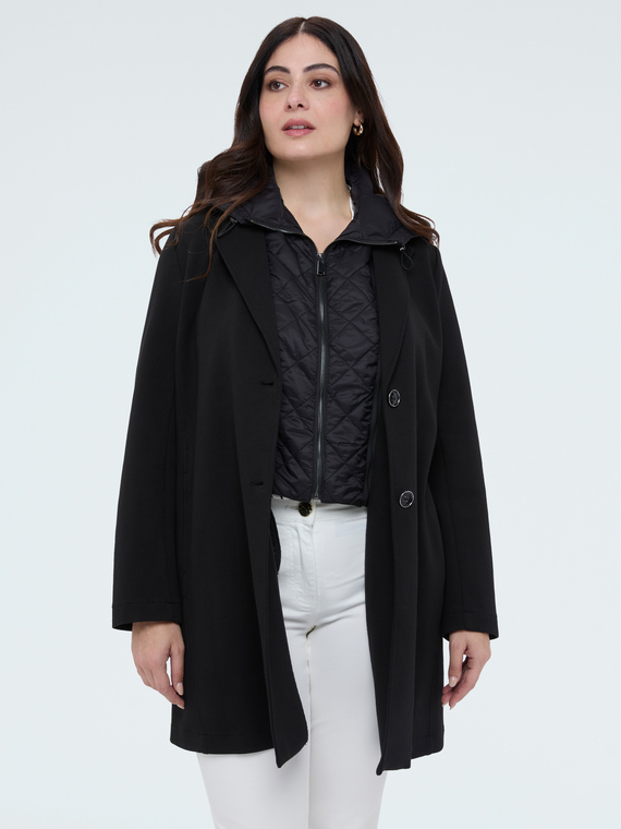 Cappotto in scuba con davantino rimovibile