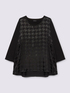 Two-material T-shirt with houndstooth pattern image number 4