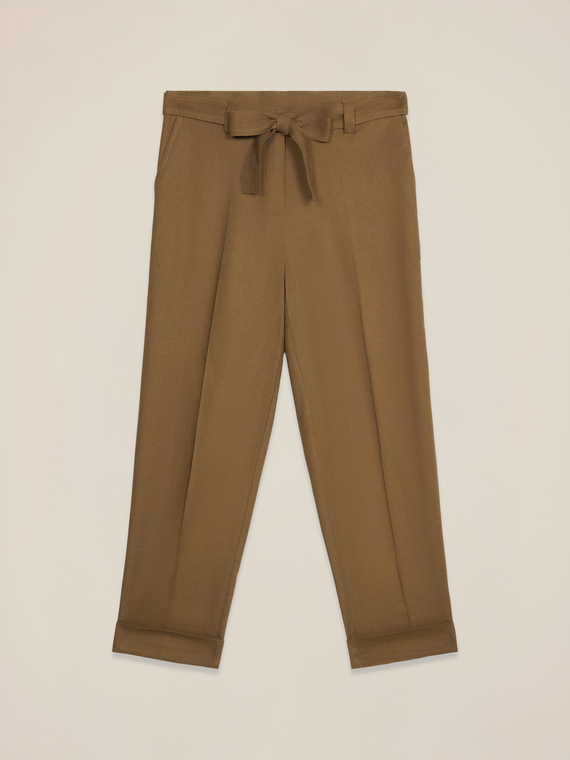 Pantaloni chino din amestec de in