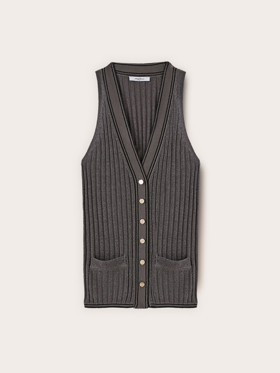 Lurex knit top with buttons