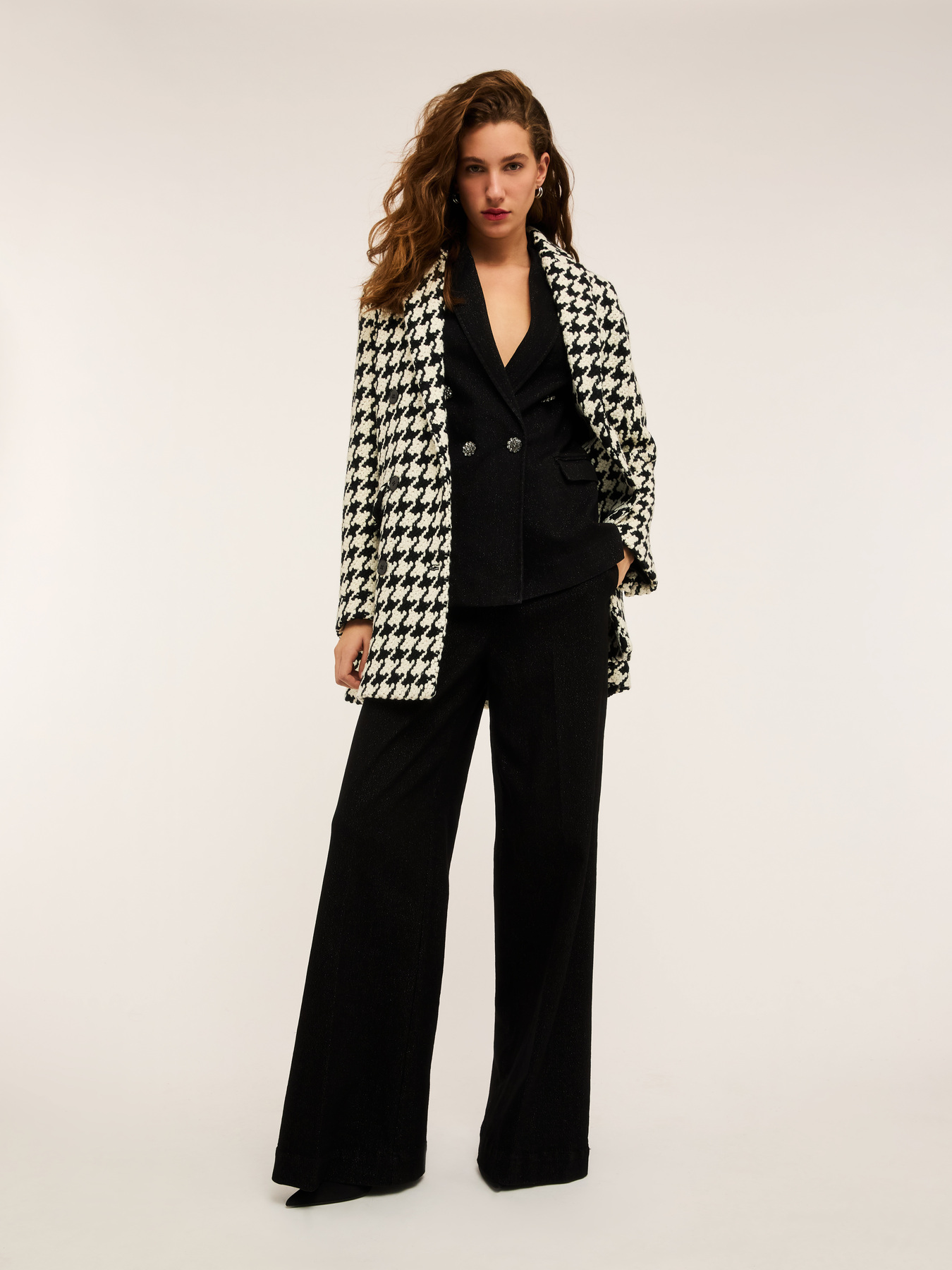 Double-breasted lurex denim blazer image number 3