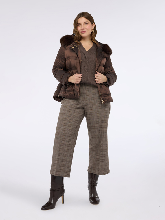 Pantalon cropped en tissu &agrave; carreaux