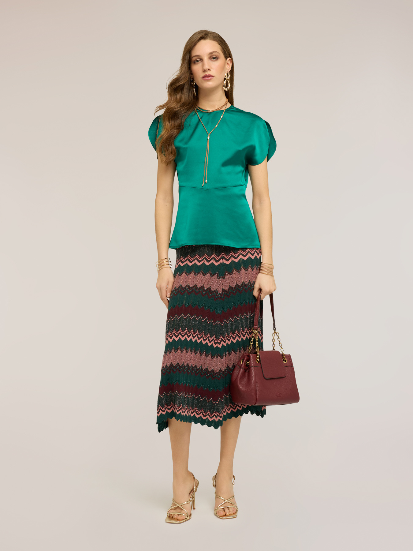 Satin blouse with petal sleeves image number 3