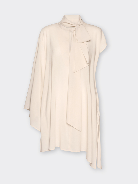 Long asymmetric blouse with sash