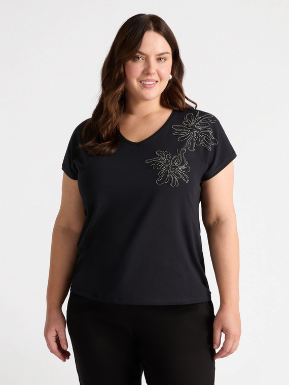 T-Shirt mit Blumenstickerei