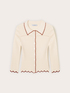 Fine knit cardigan with embroidered trims image number 4