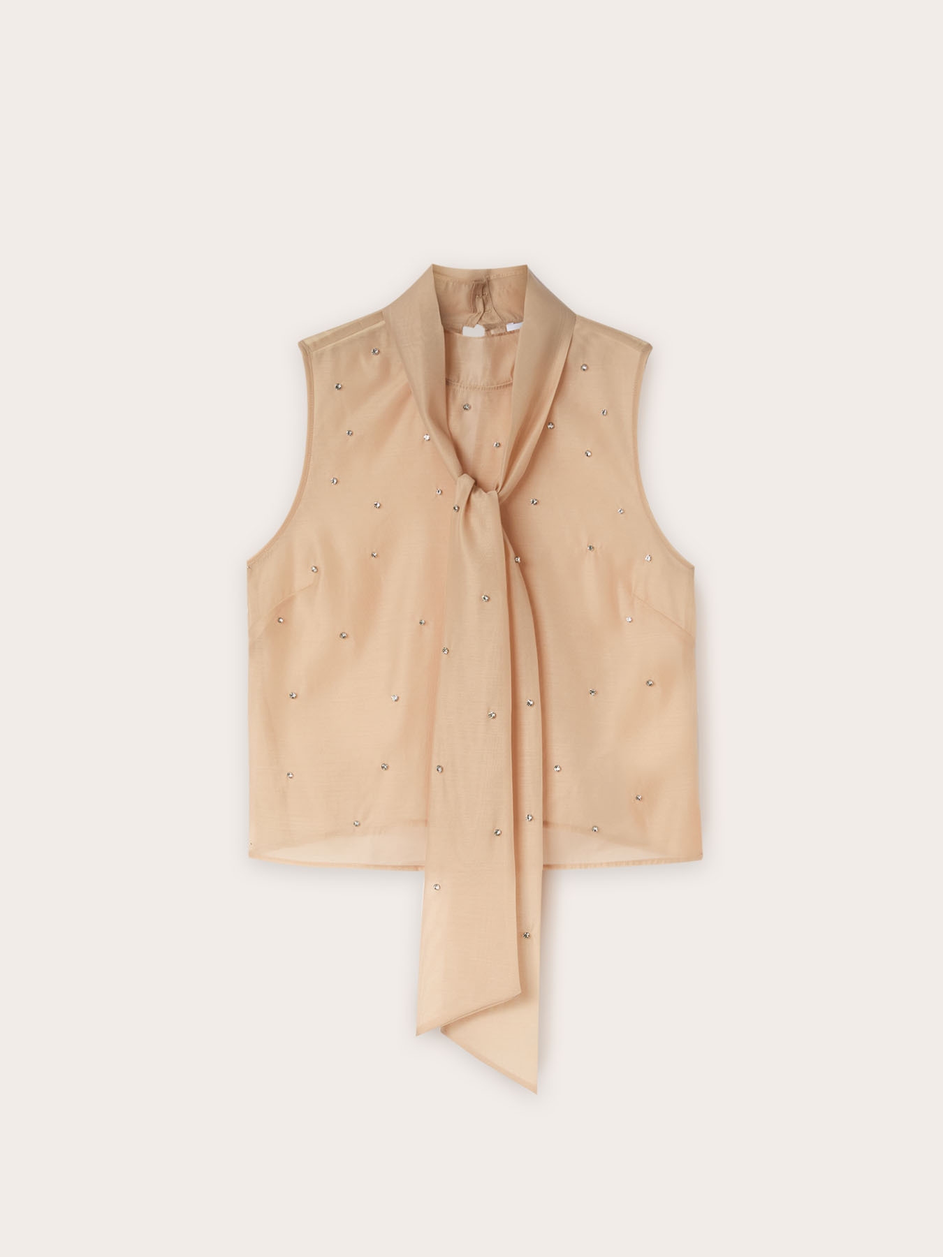 Organza-Top mit Strass-Stickerei image number 4