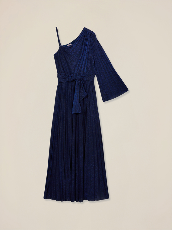 One-shoulder dress in lurex jersey