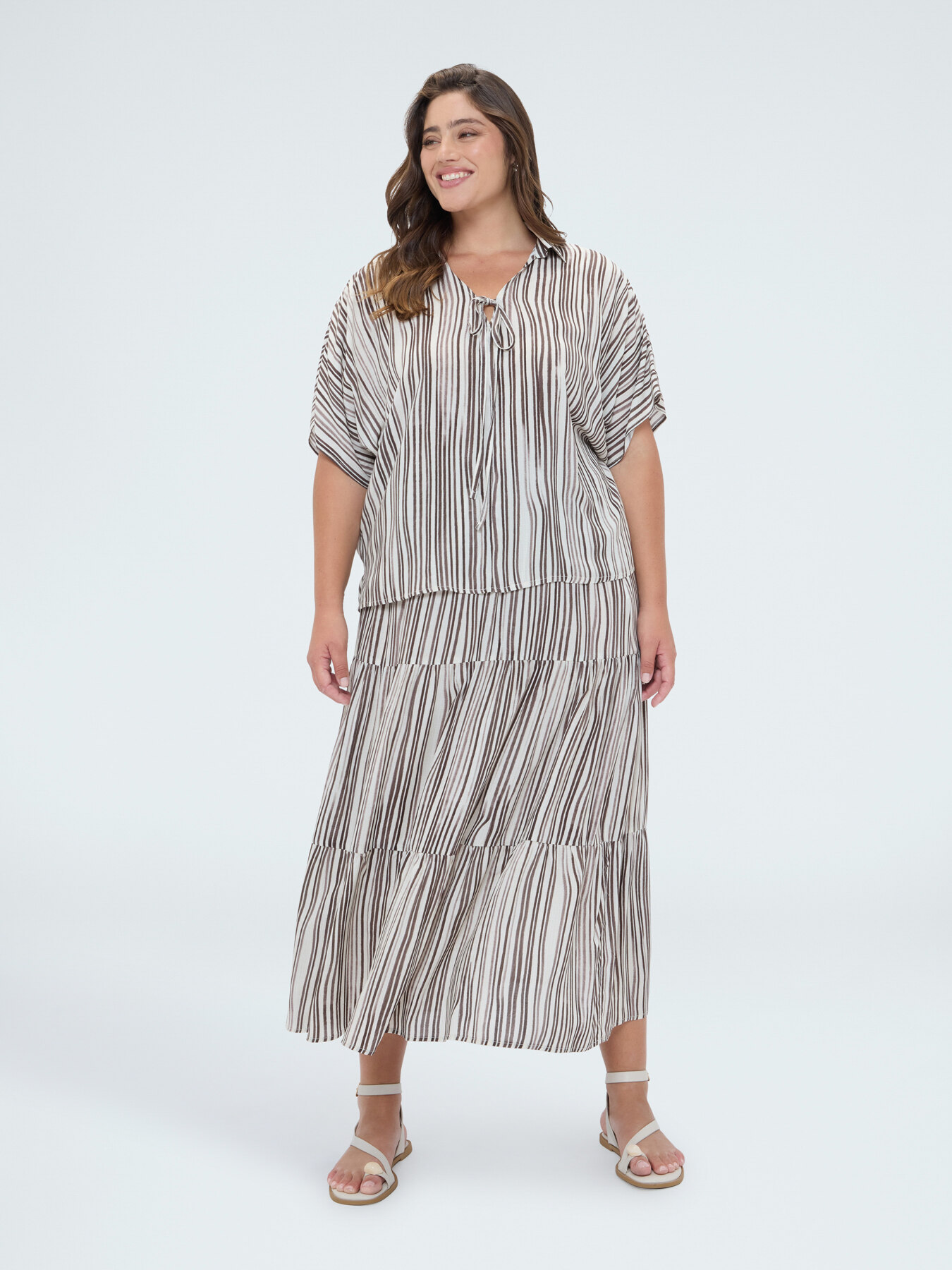Blusa a righe in viscosa image number 3