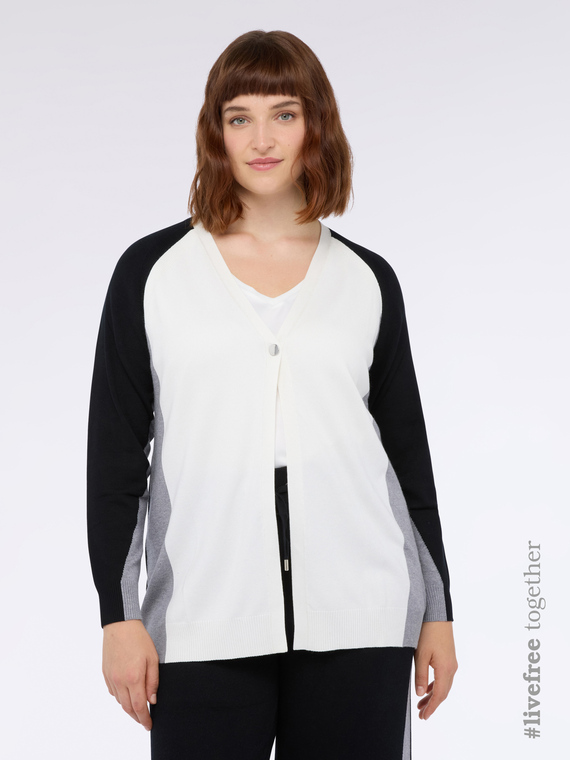 Farbblock-Cardigan aus Viskosemischung