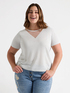 T-Shirt Lurex mit Details am Ausschnitt image number 2
