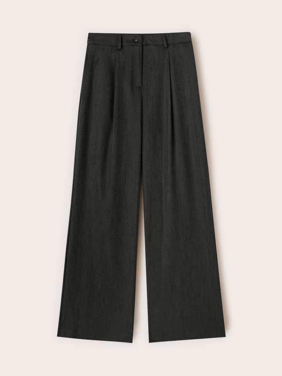 Pantalon palazzo en fil teint