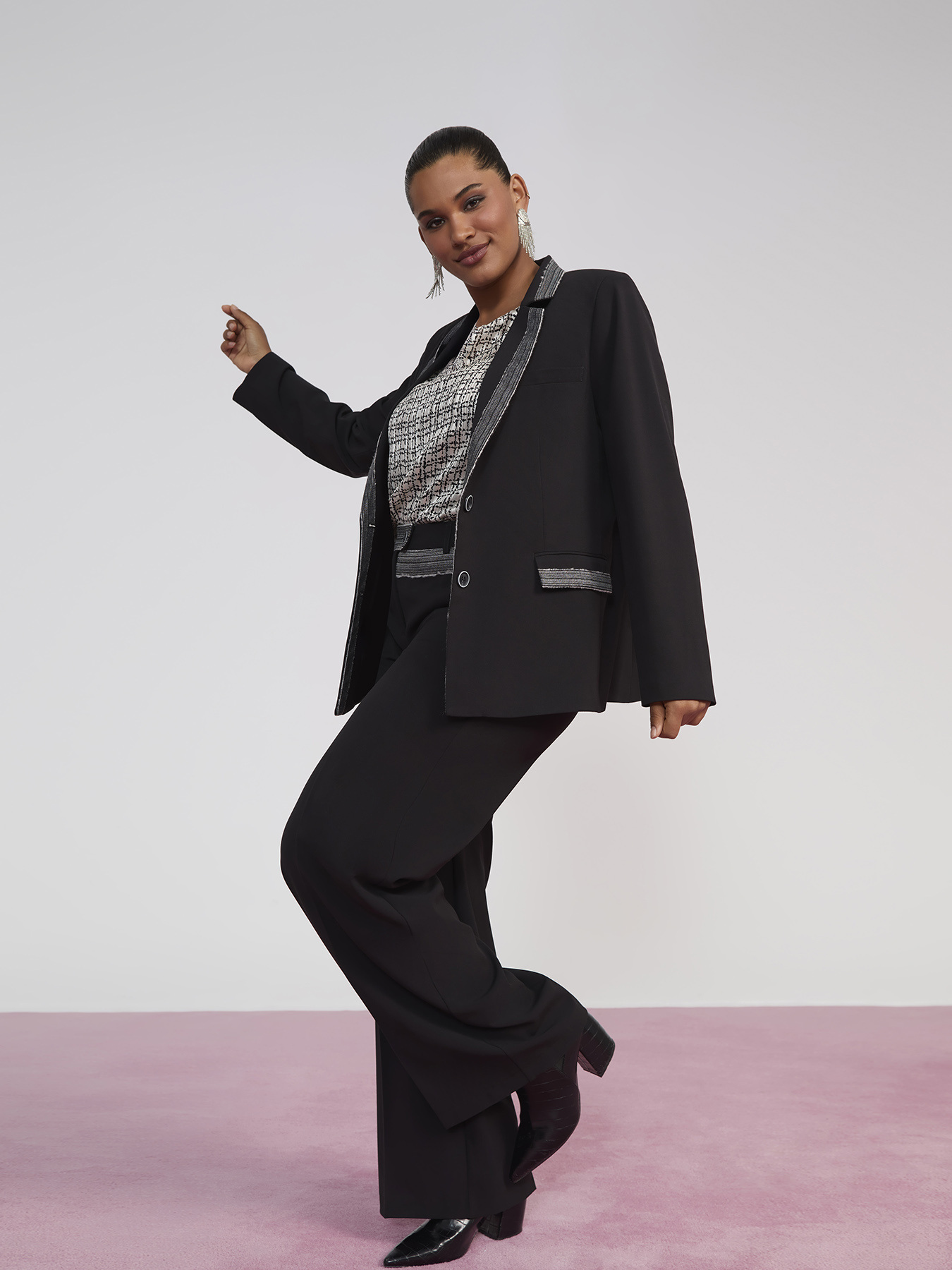 Wide Leg Pants with decorative insert image number 0