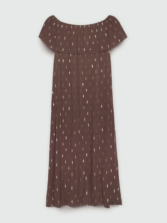 Schulterfreies Kleid mit Lurex