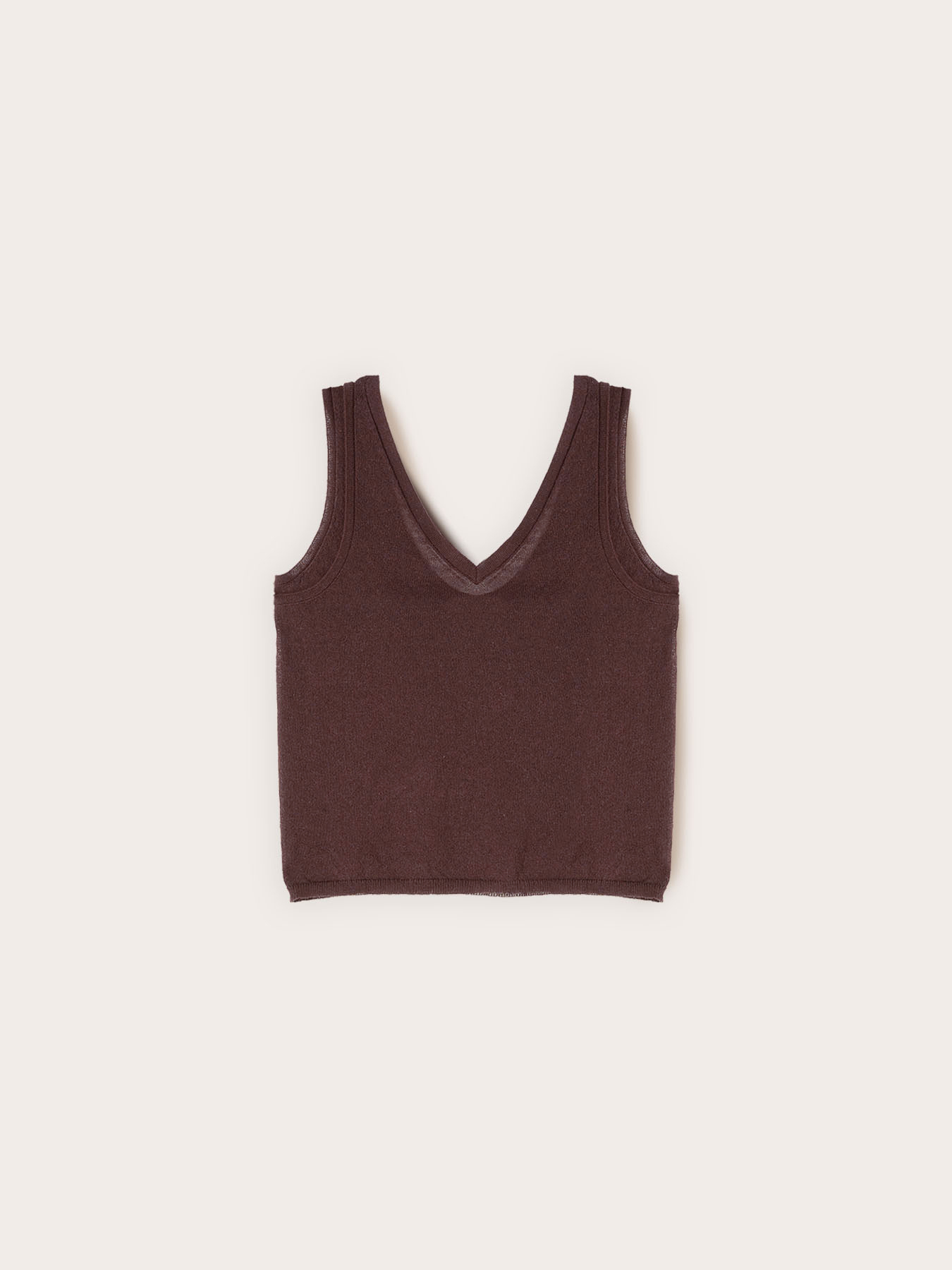 Linen blend knit top image number 4