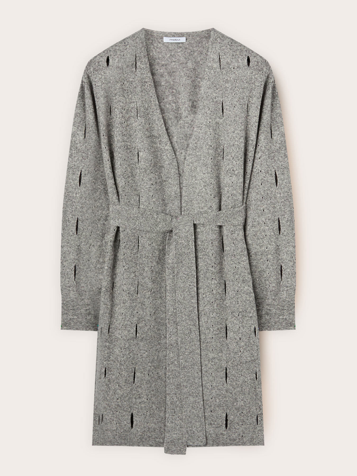 Cardigan lung din tricot cu lucrare ajour&eacute; image number 4