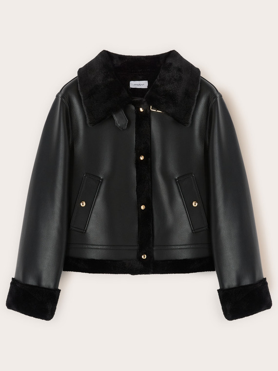 Veste effet mouton retourn&eacute; avec boutons