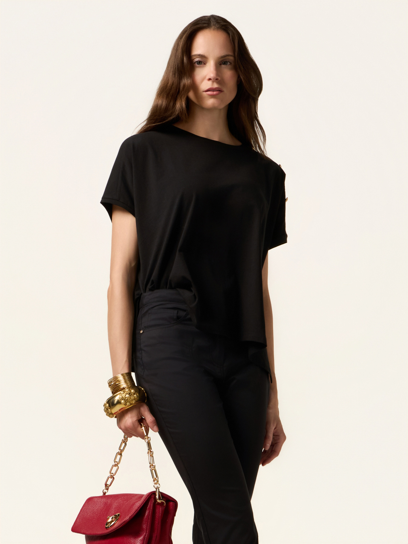 Oversized T-shirt with decorative buttons image number 0