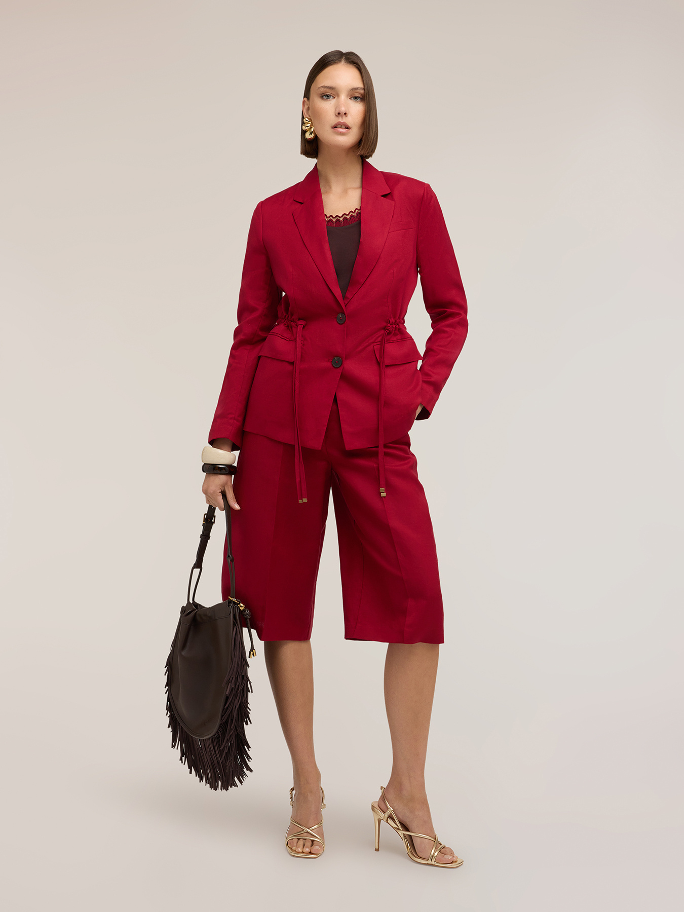 Blazer din amestec de in cu șnur image number 2