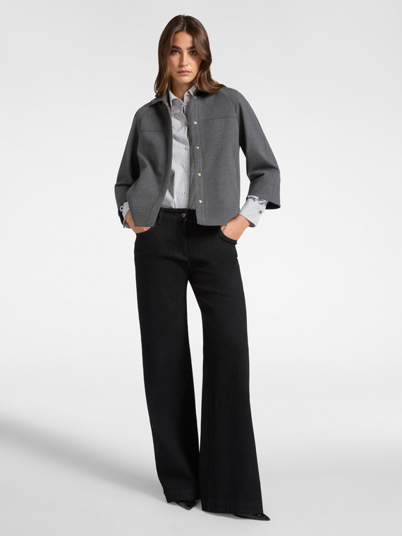 Mid-rise wide leg jeans with 5 pockets, "Wanda"