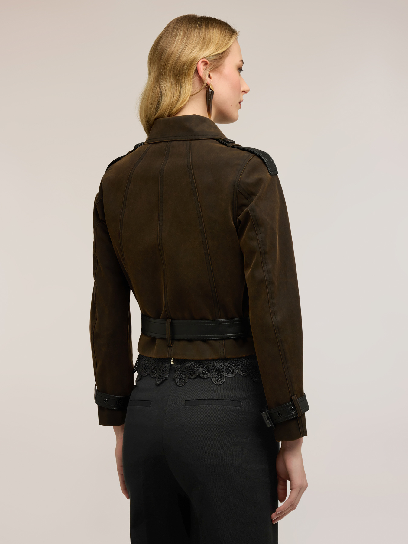 Studded jacket in coated fabric image number 1