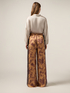 Pantaloni palazzo din satin cu imprimeu image number 1