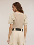 Maglia traforata con maniche in popeline image number 1
