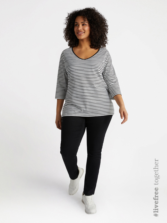 Gestreiftes T-Shirt mit Strass
