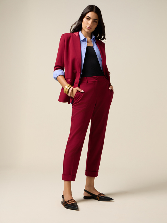 Pantaloni cropped in tessuto cr&ecirc;pe