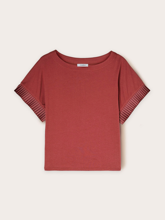 T-Shirt mit Plissee-Ärmeln