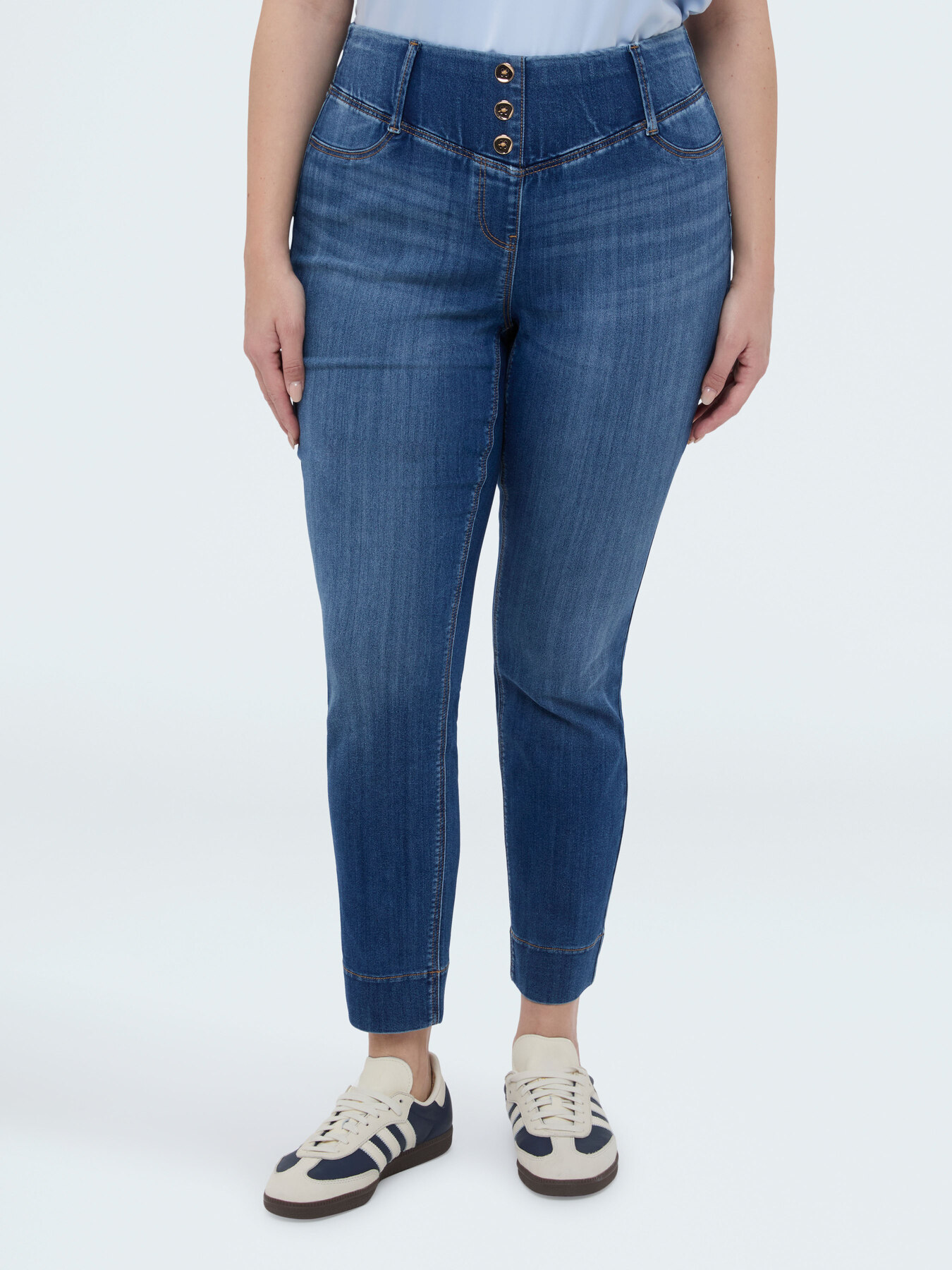 Jeggings aus Denim mit dekorativen Kn&ouml;pfen image number 2
