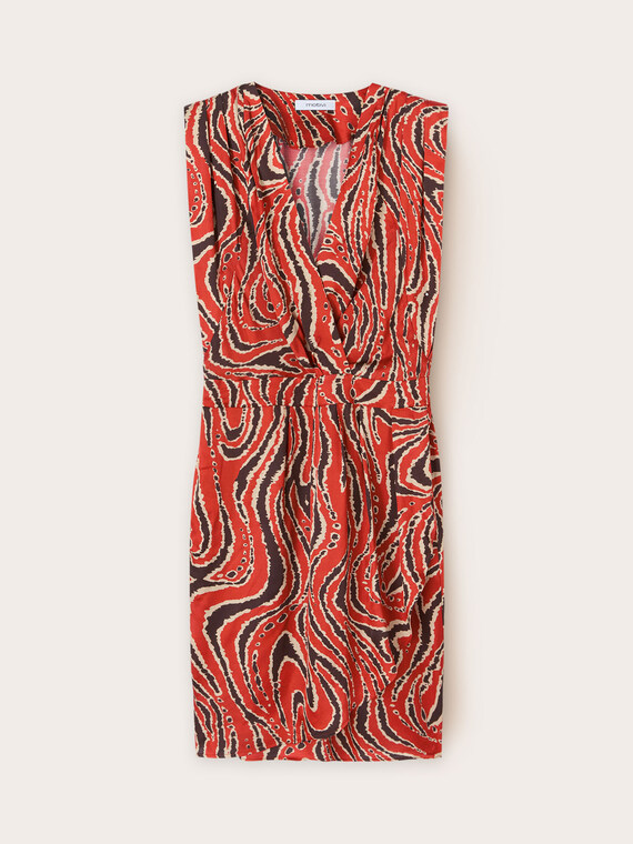 Short satin crossover dress with print