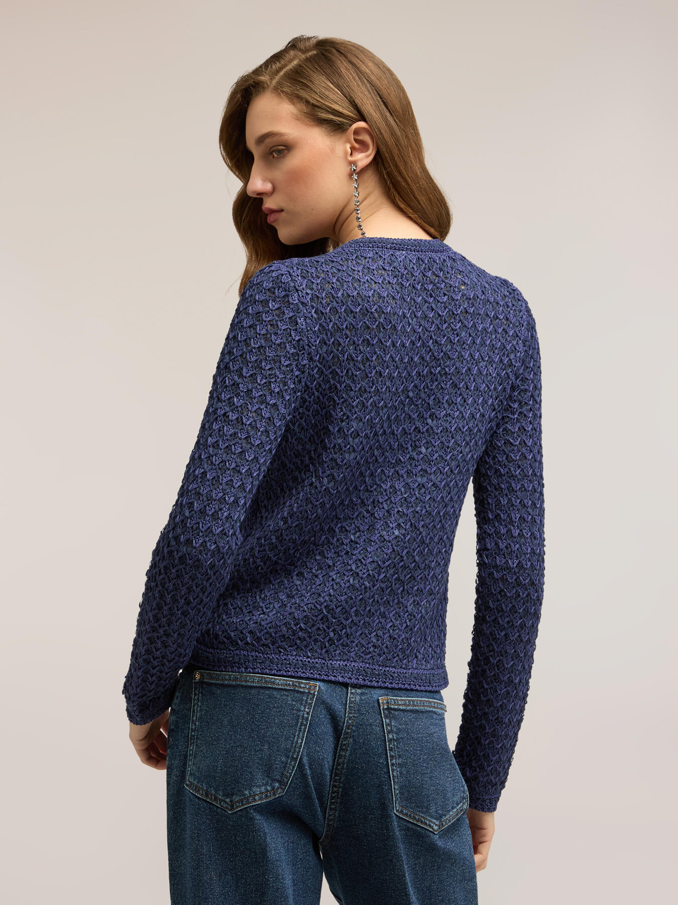 Openwork knit cardigan image number 1