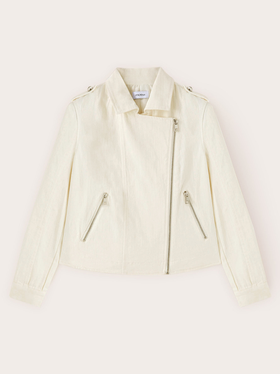 Cotton blend drill biker jacket