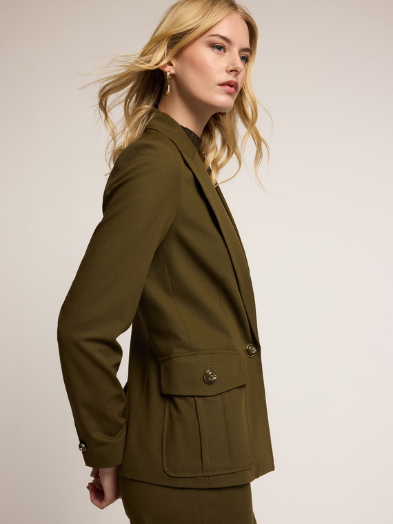 Military blazer in wool blend flannel