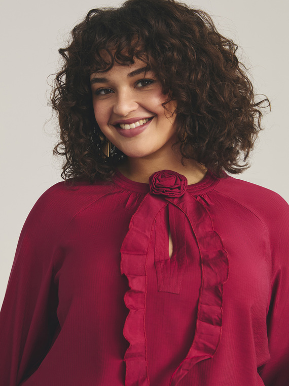 Viscose blouse with small rose