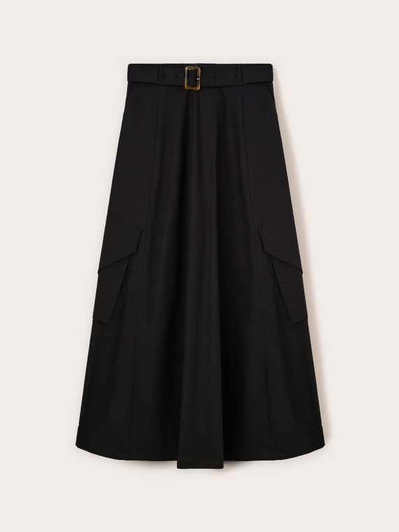 Cotton poplin cargo skirt
