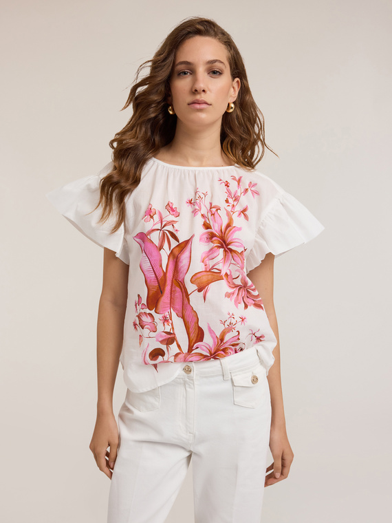 Cotton blouse with floral print